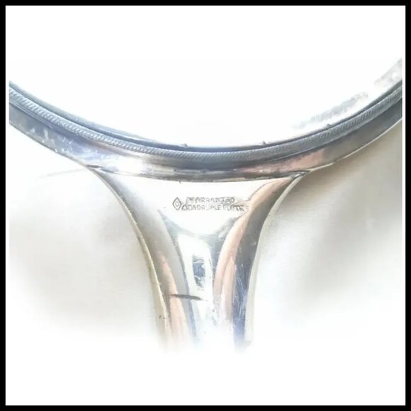 Antique Art Nouveau Hand Mirror, Warranted Quadruple Plated Silver - Picture 5 of 15
